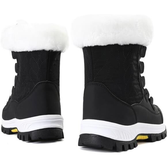 Women Waterproof Winter Snow Boots Warm Shoes Furry Mid Calf Lightweight Booties - Picture 4 of 7